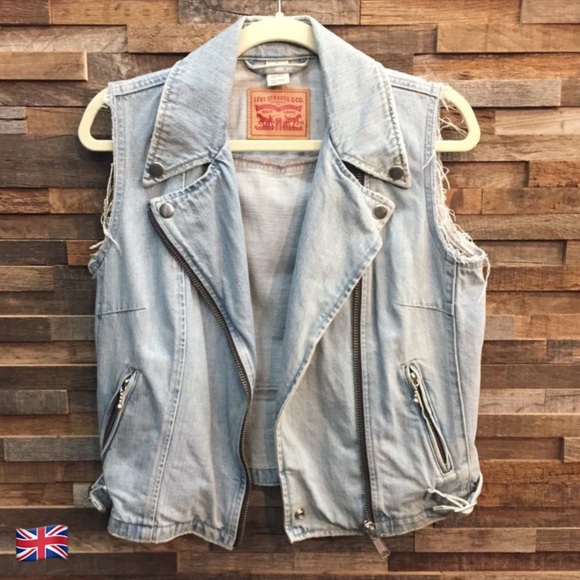 Levi's Jackets & Blazers - Levi's Light Wash Denim Moto Biker Vest
